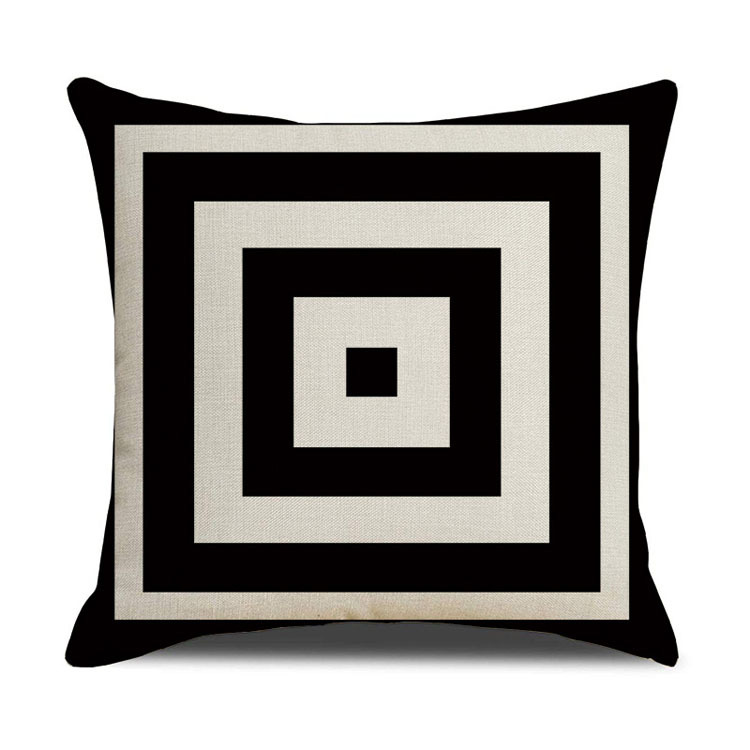 Popular Style Classic Geometric Custom Digital Print Pillowcase Linen Cushion Cover