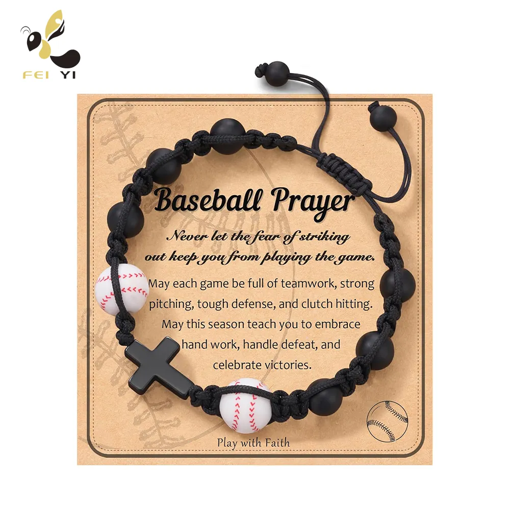 Baseball basket calcio calcio pallavolo regali di pietra naturale Baseball Cross braccialetti per adolescenti idee con un messaggio di auto regalo