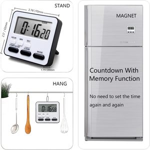 Timer da cucina digitale conto alla rovescia/conto alla memoria della sveglia