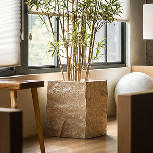 Square Mud Plant <strong>Pot</strong>-<strong>Large</strong> , High - end and Lightly Luxurious Plant Vessel with <strong>Stone</strong> Texture, <strong>Pot</strong> for Plant Decoration - Product Image 3