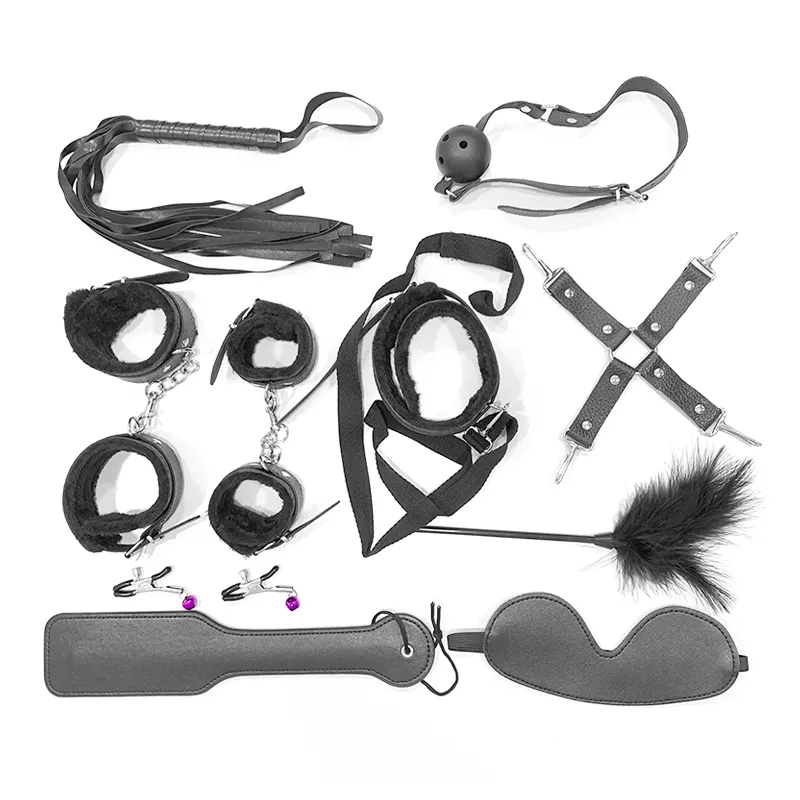 SM Fetish Bondage Set Popular 10 Unids/set Slave Leather Adult Bondage Juguetes Sexuales para Adultos