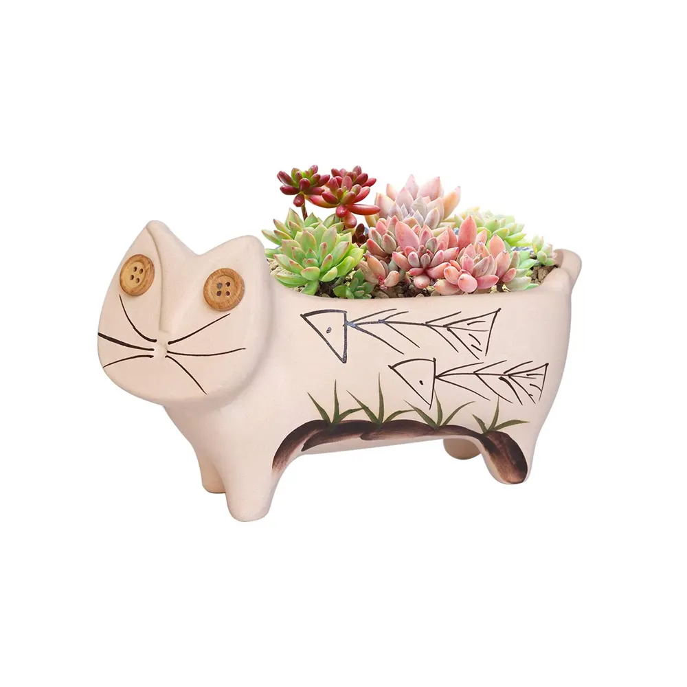 Fioriera succulenta in ceramica per gatti vaso da fiori per animali vaso da fiori decorazione del giardino di casa utilizzata con fiori/piante verdi vita quotidiana smaltata