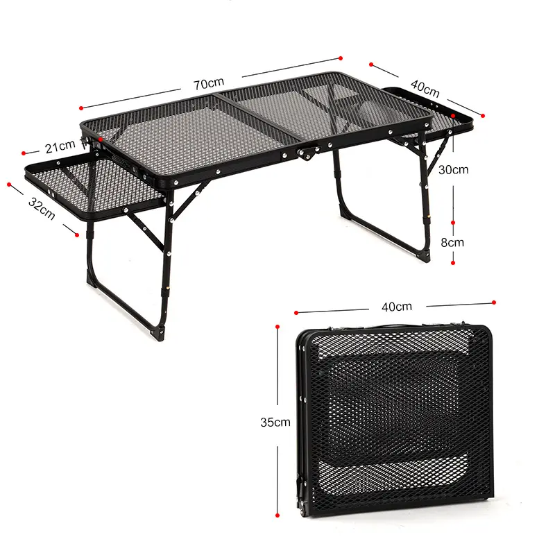 Mesa lateral de acampamento para acampamento, mesa lateral de malha para acampamento ao ar livre com cozinha