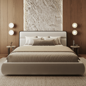 Настраиваемая мягкая кровать в минималистском дизайне-ткань премиум-класса и кожа седла - Product Image 2