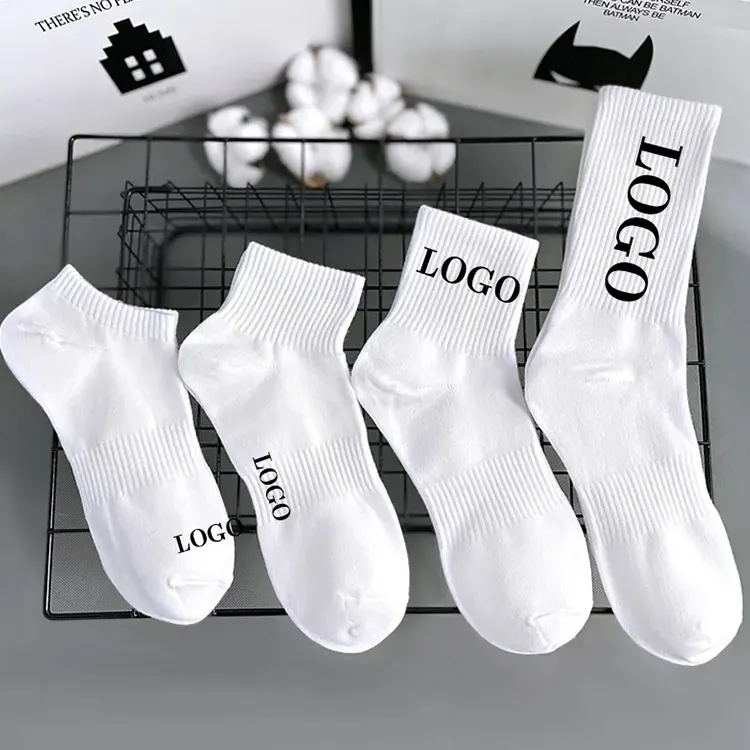 HEHE-Calcetines de algodón con Logo bordado para hombre y mujer, calcetín Unisex con logotipo personalizado, 2023