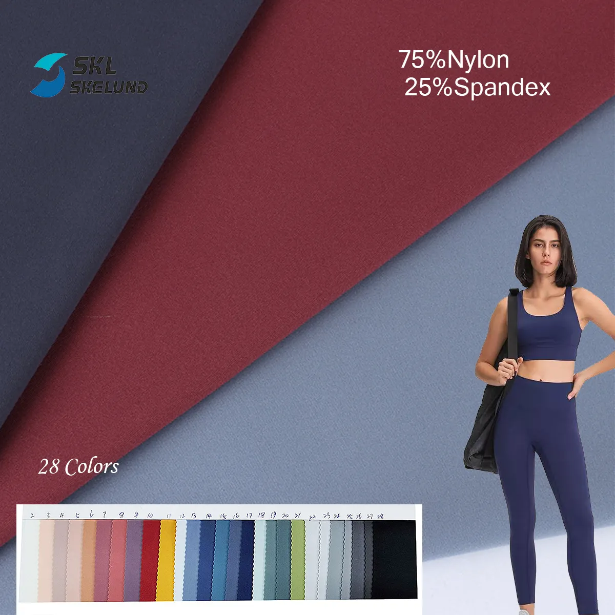 Venta al por mayor Stock de alta elástico 75% Nylon 25% Spandex de punto de tela sólida de Yoga deporte de 75 Nylon 25 tela de Spandex para la tela