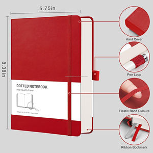 Impresión de lámina en la cubierta frontal Tamaño A5 Color rojo Material de PU Bordes rociados personalizados Diario Libro Cuaderno con puntos de bala - Product Image 1