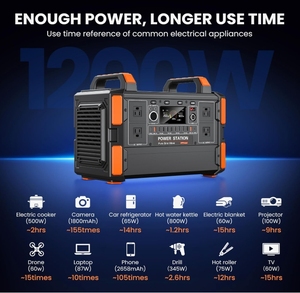 T11便携式电站1200W/1008Wh快速充电LiFePO4电池1.5H 6交流插座UPS家用野营太阳能发电机 - Product Image 3