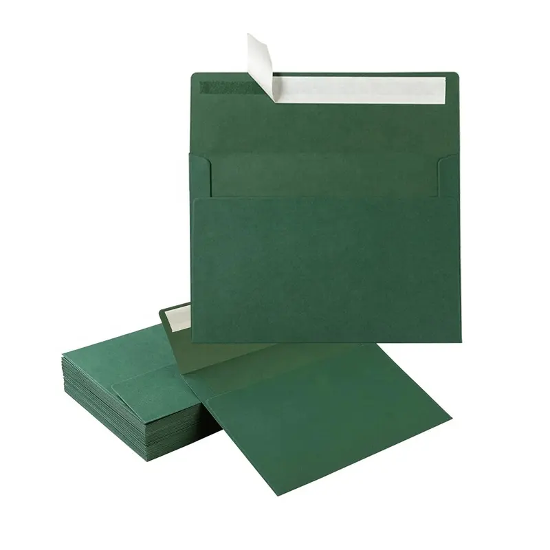 Özel koyu yeşil kağıt zarf V Flap davetiye zarflar doğum günü hediyesi kart zarf