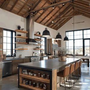 Dijual desain Barndominium Modern menakjubkan kabinet dapur dengan pulau cantik - Product Image 3