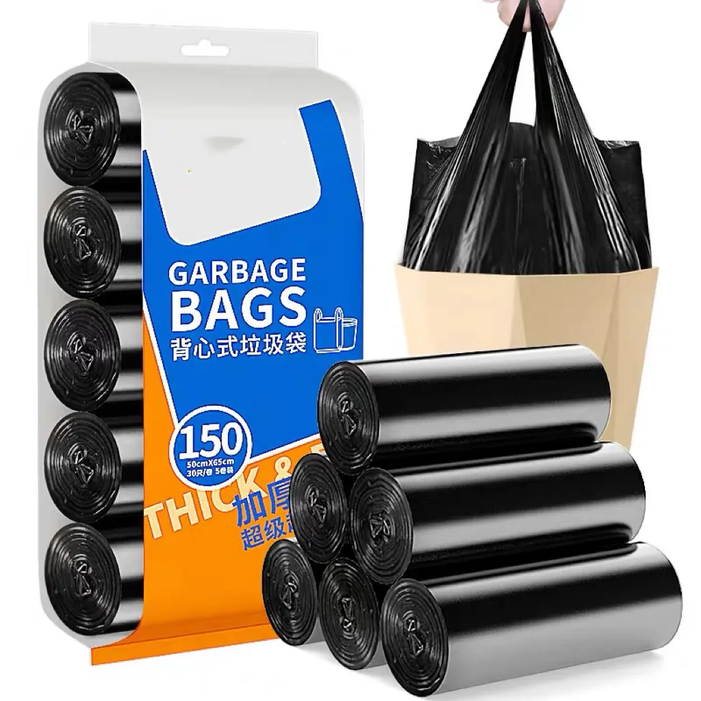 Walson Disposable Heavy Duty Black Refuse Sacks Strong Thick Bin Liners 30 gallon Plastic Roll Trash Bag Garbage Bag