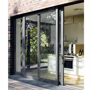 Hiện đại đôi Bảng điều khiển nhôm trượt cửa kính và cửa sổ Windproof phân vùng tiêu chuẩn Úc cho khách sạn và hàng hiên - Product Image 3