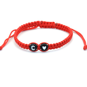 Trendy Flat Knot Woven Initial String Bracelet Adjustable Handmade Ropes Braided A-Z Black Letter Heart Bracelets for <strong>Couples</strong> - Product Image 3