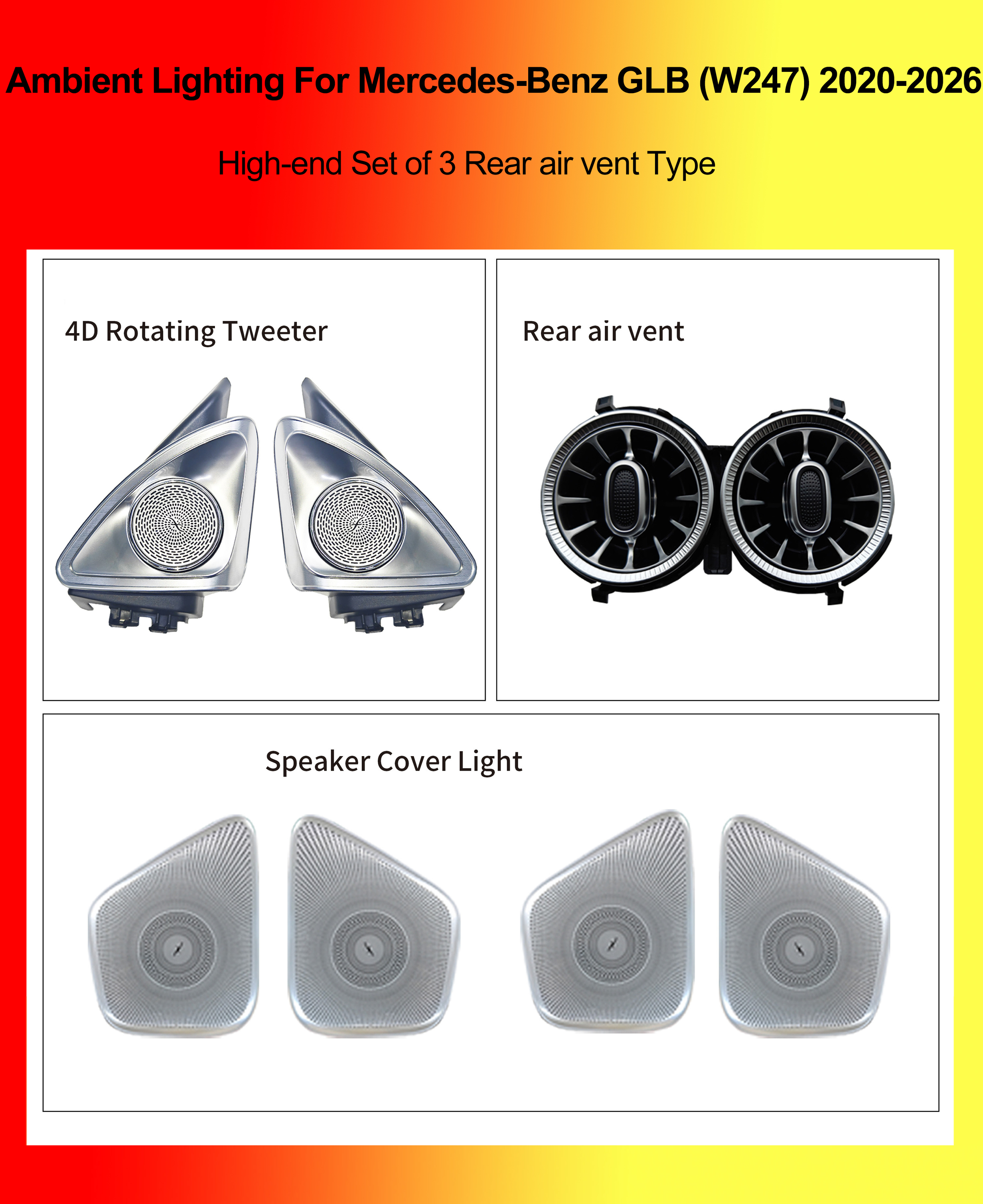 High-end Set of 3 Rear air vent Type