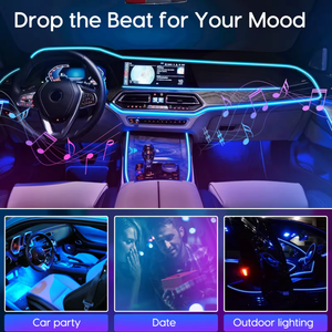 LED แสงโดยรอบชุดไฟเบอร์ออปติก RGB APP ควบคุมแสงสายเย็นออโต้คาร์ไฟตกแต่งอุปกรณ์ตกแต่งภายใน