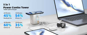 105W 6 in 1 GaNスパイヤー急速充電ワイヤレス磁気充電器iPhone用ラップトップ用2ケーブルタイプC PD充電器 - Product Image 6