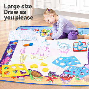Zhorya matras gambar air pendidikan dini anak-anak tikar lukisan coretan 150*90 alas lukisan ajaib tikar corat-coret ajaib Aqua - Product Image 2