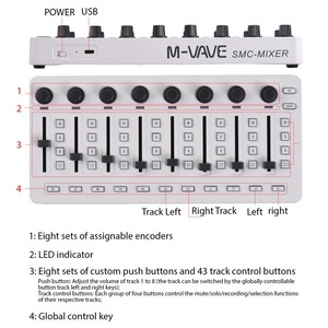 Control MIDI Consola mezcladora MIDI con 43 botones 8 perillas 8 Botones Conexión BT Batería/Alimentación tipo C - Product Image 5
