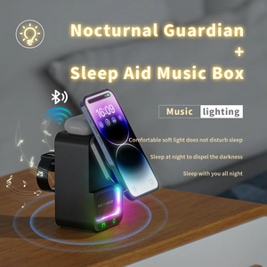 2024 nuevo altavoz Bluetooth de carga inalámbrica multifuncional 5 en 1 portátil RGB LED iluminación micrófono batería fuente de alimentación - Product Image 4
