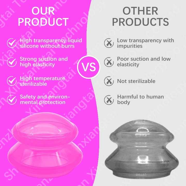 Beginner Personal Self Body and Facial Care Soft Silicone Cupping Cup 4 Sizes Kit for Dynamic and Light Static Cupping Therapy