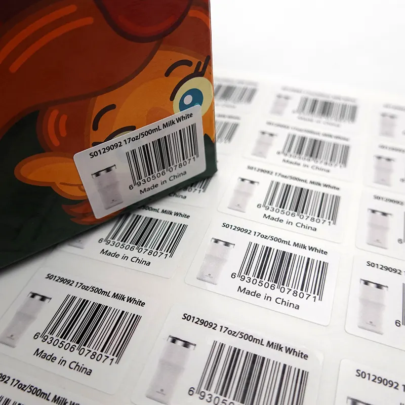 Impressão na china vinil adesivos criar etiquetas de código de barras código qr barcode pvc adesivo etiquetas de embalagem personalizadas para o produto