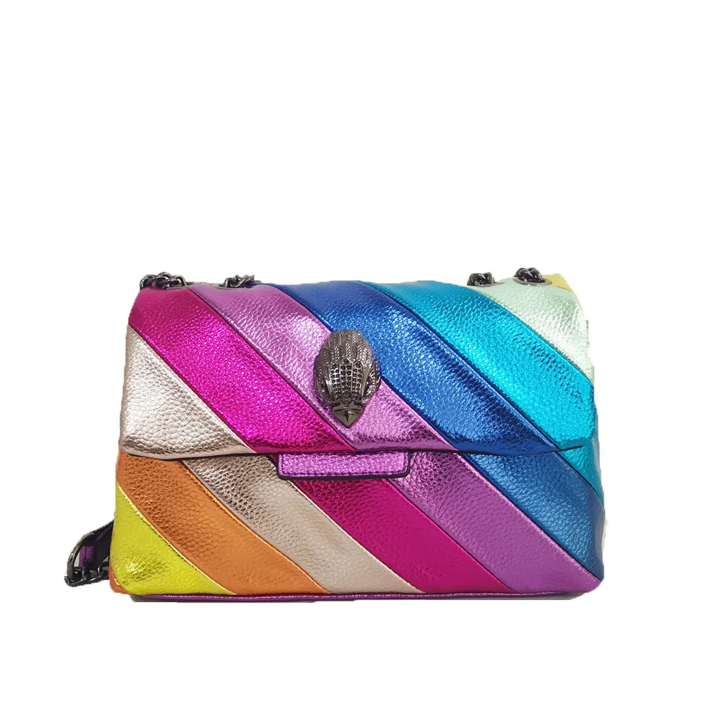 Fashion Soft PU Leather Shoulder Hobo Bag Handbags for Women Large Rainbow Tote Crossbody Bag Flap Purse and Handbag