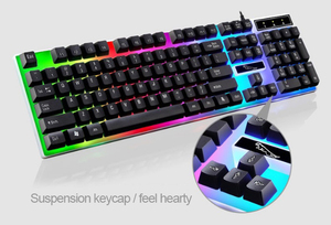 Conjunto de teclado y ratón iluminado con Cable RGB, teclado y ratón mecánico RGB para juegos, adecuado para jugadores de ordenador