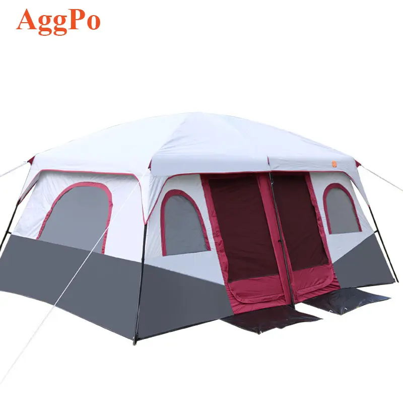 Grote Familie Camping Tent Multi-Person Regenbestendige Zonnebrandcrème Tent Twee Kamers Een Hal 6-12 Personen Tent