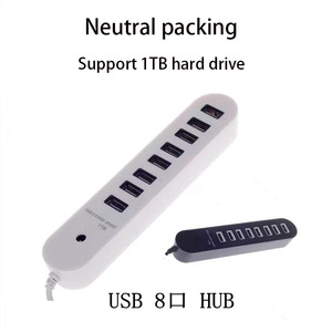 Großhandel USB Hub 2.0 Adapter High Speed 8 Port Plug & Play Tragbarer USB Hub für Computer Laptop Unterstützung 1TB Festplatte