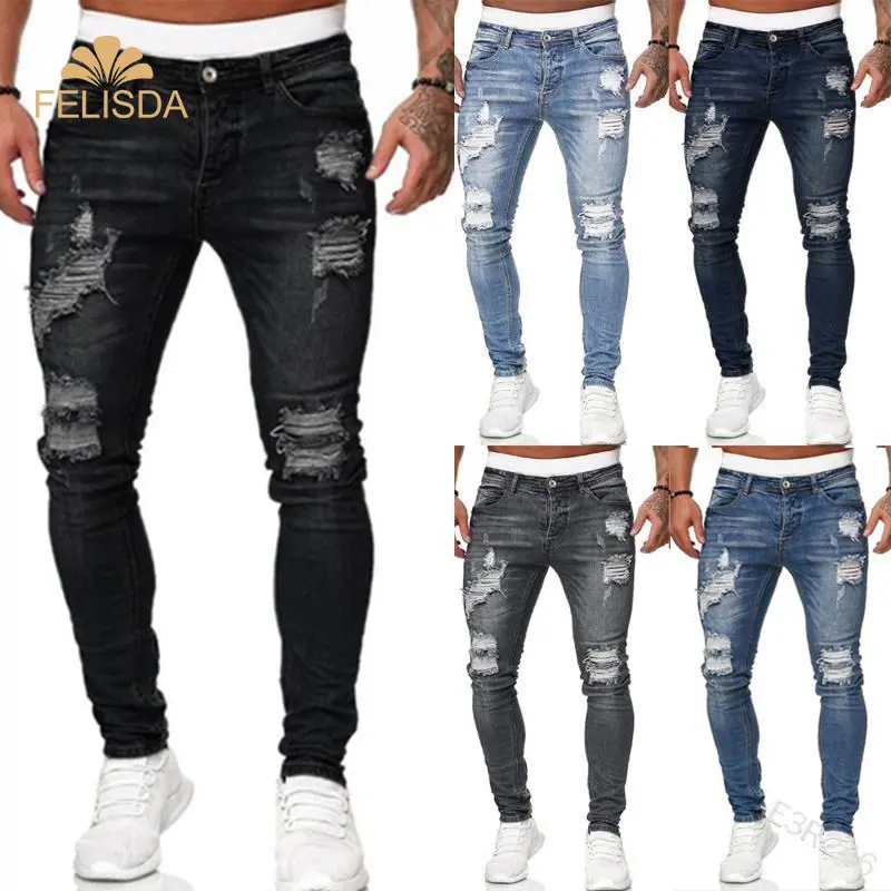 23 stili 4xl Plus Size Jeans strappati da uomo Stretch Skinny pantaloni in Denim Hip Hop nero Streetwear Casual Slim Fit Jeans da uomo in Denim