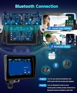 5inch <strong>Touch</strong> <strong>Screen</strong> Wireless Carplay Monitor Android Auto GPS Navigation Dual <strong>Bluetooth</strong> Siri Voice Control for Motorcycle - Product Image 4