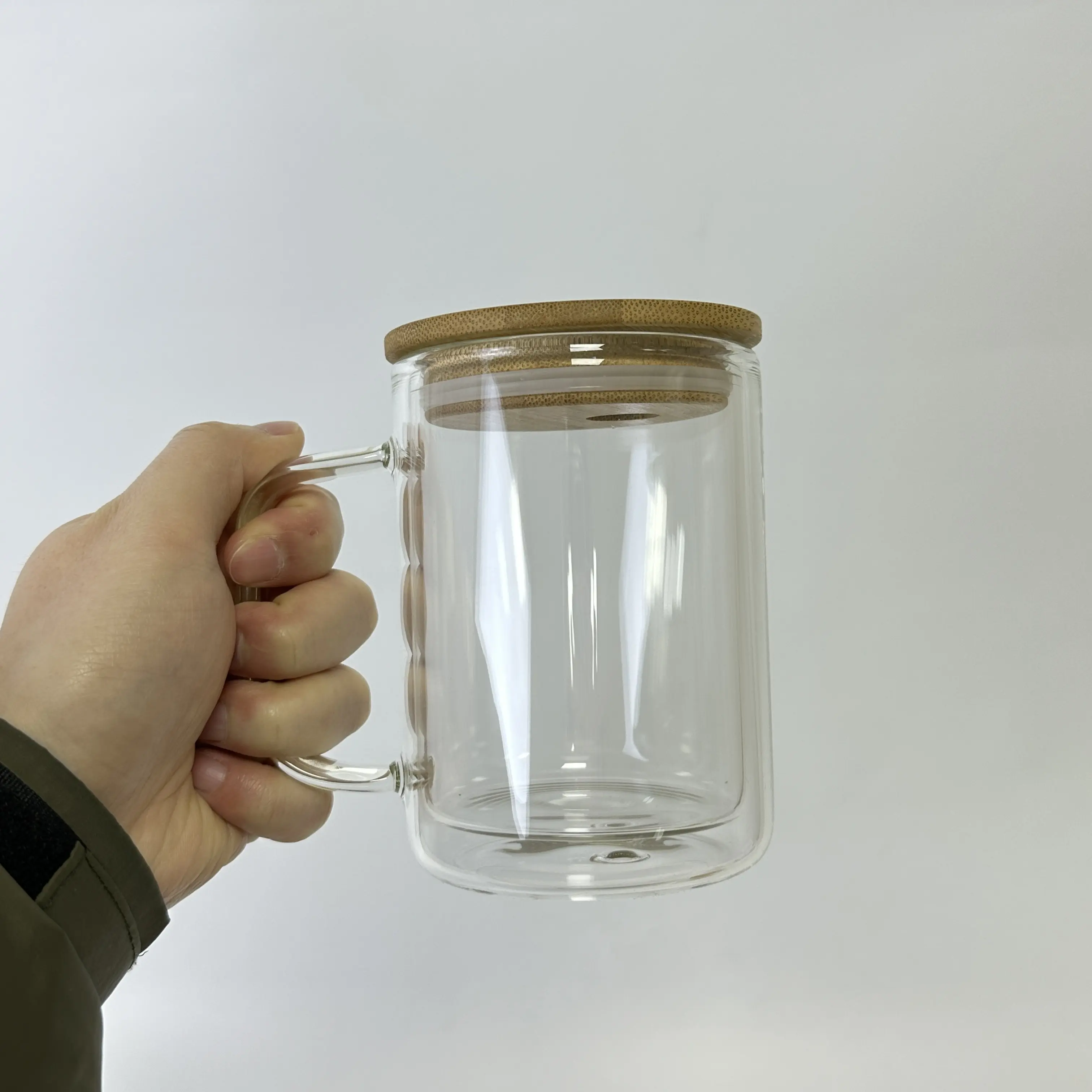 كوب زجاجي على شكل كرة ثلوج من اصنعها بنفسك بمقبض, كوب زجاجي بلورية شفافة يمكن تعليقها بنفسك ، 15 أونصة ، متوفرة في المخزن الأمريكي