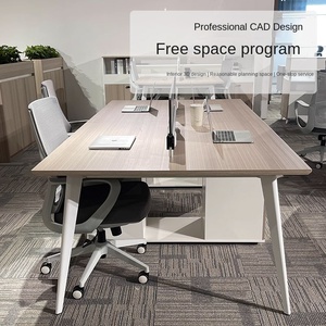 Modern Simple 6 4 2-Person <strong>Computer</strong> Staff Station Office <strong>Tables</strong> Chairs with Cabinet Staff Screen Desk Card Hold for Home Use - Product Image 3