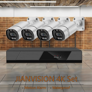 Jianvision ระบบกล้อง4CH IP PoE ความละเอียด8MP มองเห็นกลางคืน NVR ในร่ม/กลางแจ้งใช้ฮาร์ดไดรฟ์ชนิดกระสุนจัดเก็บข้อมูลแบบคลาวด์