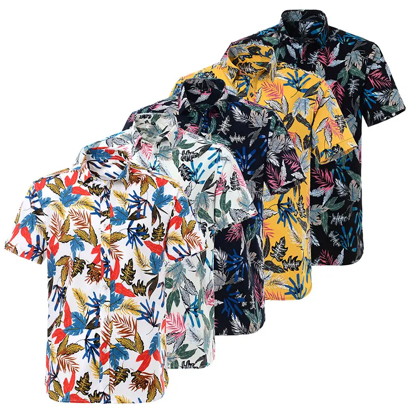Camisa hawaiana de verano para hombre, camisa de playa con diseño estampado, 100% algodón, venta al por mayor