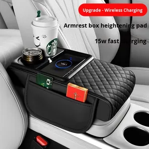 Многофункциональная Беспроводная зарядка 15 Вт Быстрая зарядка подлокотник кожаный ящик для хранения центральный локоть поддержка автомобиля подлокотник коробка - Product Image 2