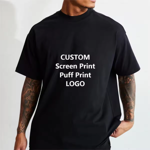 400Gsm boy erkekler ağır 500 Gsm Tshirt % 100% pamuk beyaz siyah özel Mock boyun pamuk 400 GSM T Shirt - Product Image 2