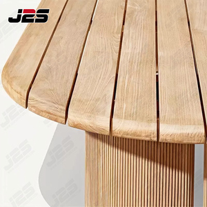 Modern Premium Teak Outdoor Furniture Set Cushioned Chairs and <strong>Round</strong> Table for <strong>Patio</strong> and Garden Use - Product Image 3