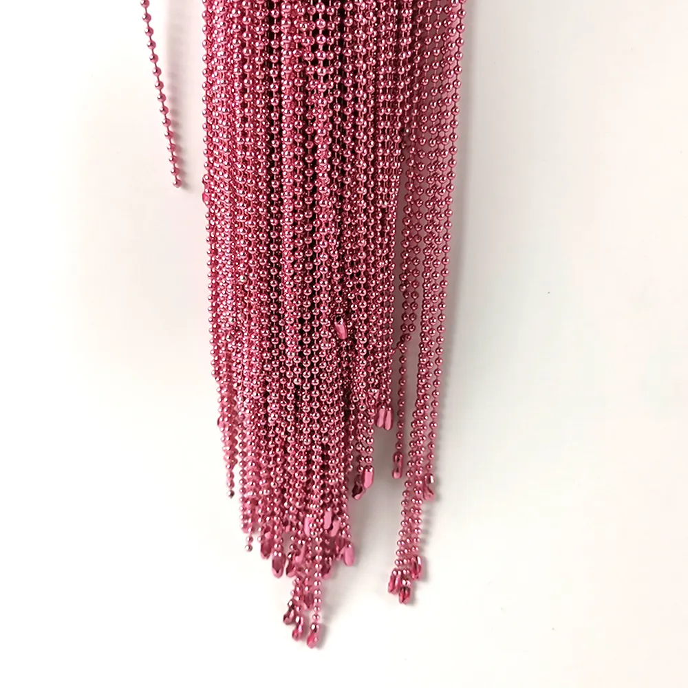 Cadena de bolas de color rosa de acero inoxidable, collar de cadena de bolas sin níquel, sin plomo con conector gratis