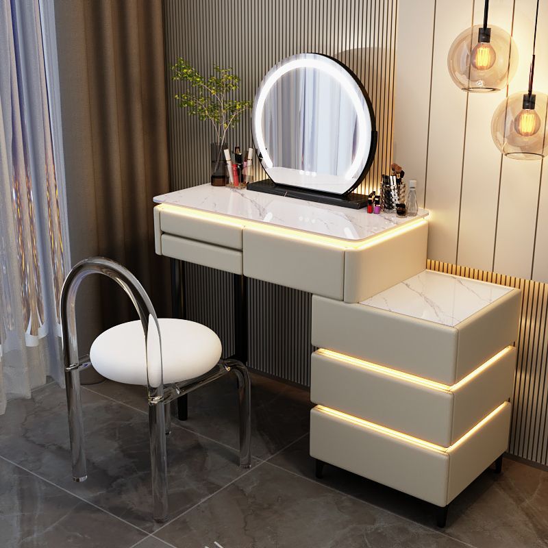 80cm khaki table cabinet mirror acrylic stool