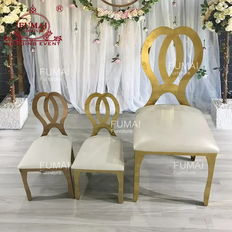 Pranzo di nozze partito posteriore del fiore royal gold metallo sedia per bambini per il capretto