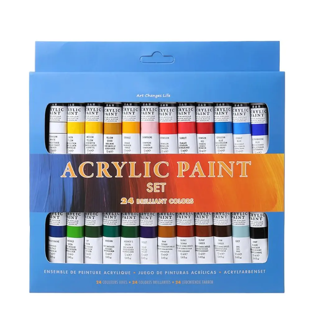 OEM/ODM 24 renk akrilik boya seti 12ml tüpler çizim boyama Pigment el-boyalı duvar boyası sanatçı DIY yüksek kalite