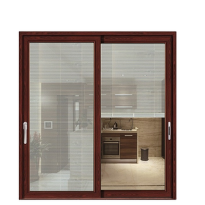 Finestra di alluminio su misura con la finestra scorrevole di vetro cieco con cieco manuale-costruito in finestra di spinta e di trazione di vetro con cieco - Product Image 1