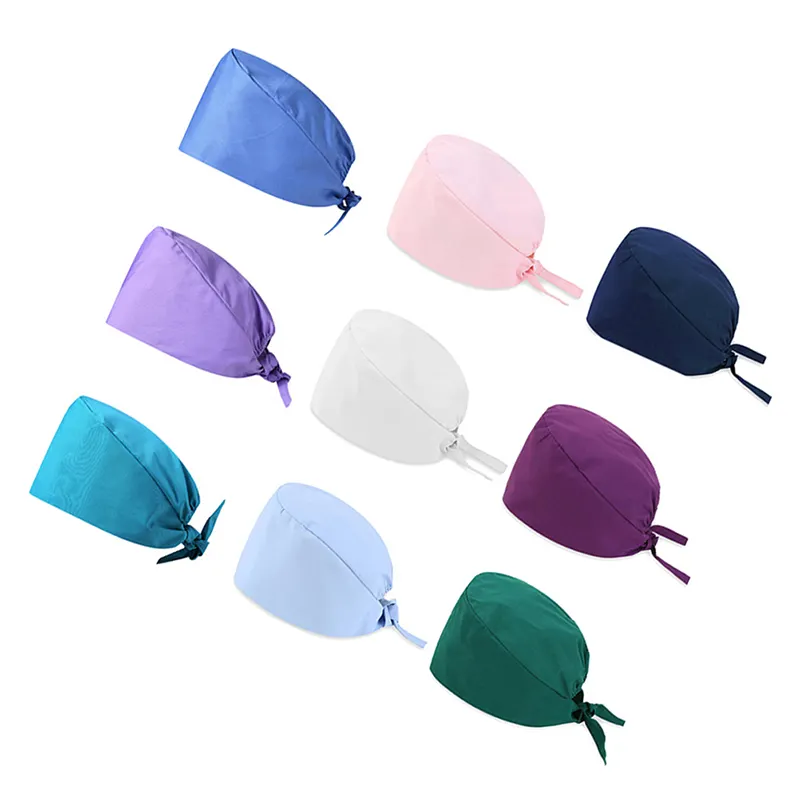 Cappelli Unisex in tinta unita cappellini da lavoro regolabili per infermiere di bellezza con bottone