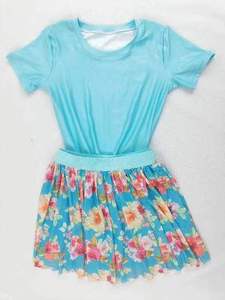 ट्रेंडी बच्चों की लड़की 2 टुकड़े ग्रीष्मकालीन कपड़ों के साथ बाल सादे शर्ट सेट थोक लड़की गर्मियों के कपड़े सेट - Product Image 4