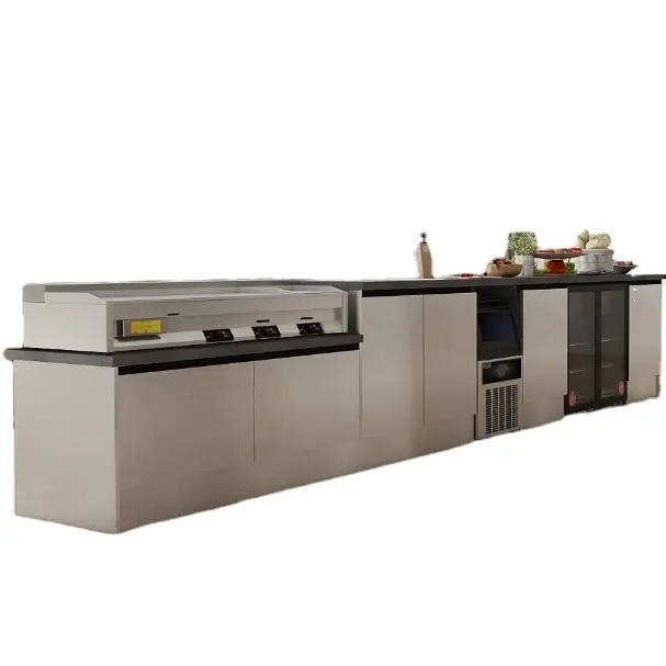 Armoire de cuisine modulaire en acier inoxydable 316 avec barbecue moderne, cuisine de jardin