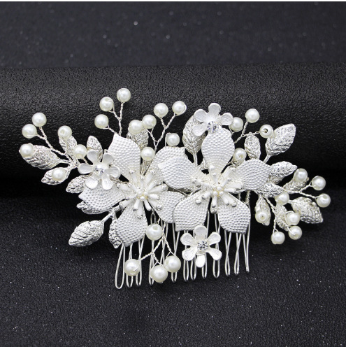 Argent - 2 Fleurs - Peigne à cheveux