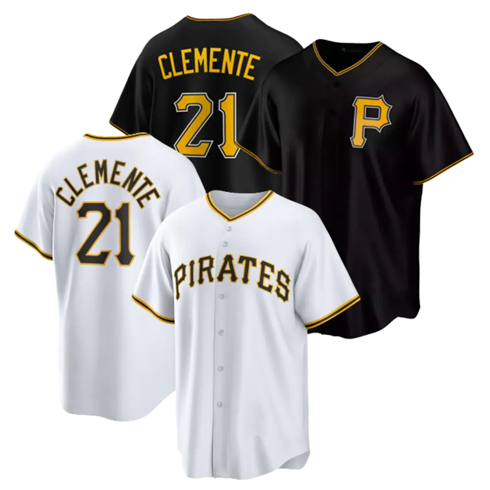 21 Roberto Clemente เสื้อเบสบอลผู้ชาย,เสื้อแขนสั้นชุดโจรสลัดเสื้อกีฬาที่กำหนดเอง