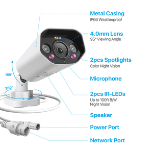 Cámara de red de 5MP, cámara CCTV PoE, visión nocturna para exteriores, Sensor de movimiento, alarma, cámara IP, cámara doméstica - Product Image 2