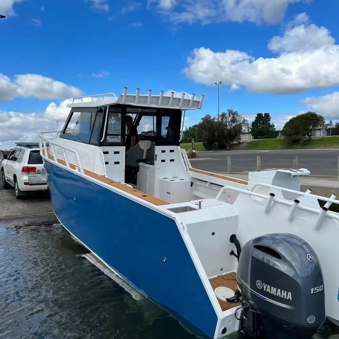 Neu gestalteter 7,9 m 26 Fuß voll geschweißter Aluminium-Fischerboot-Doppelrumpf-Kabinen katamaran mit Fabrik preis